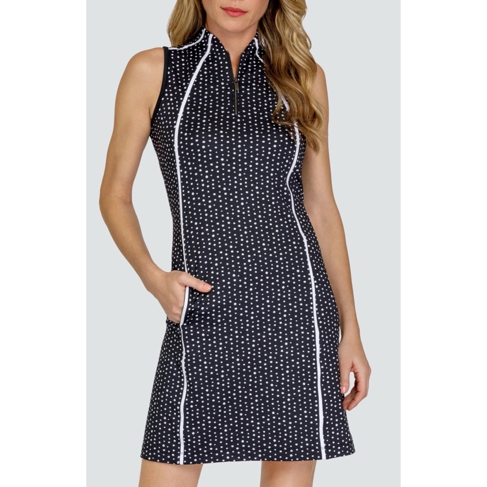 Tail Activewear Mika Quarter Zip Sleeveless Polka Dot Golf Dress - Size Medium